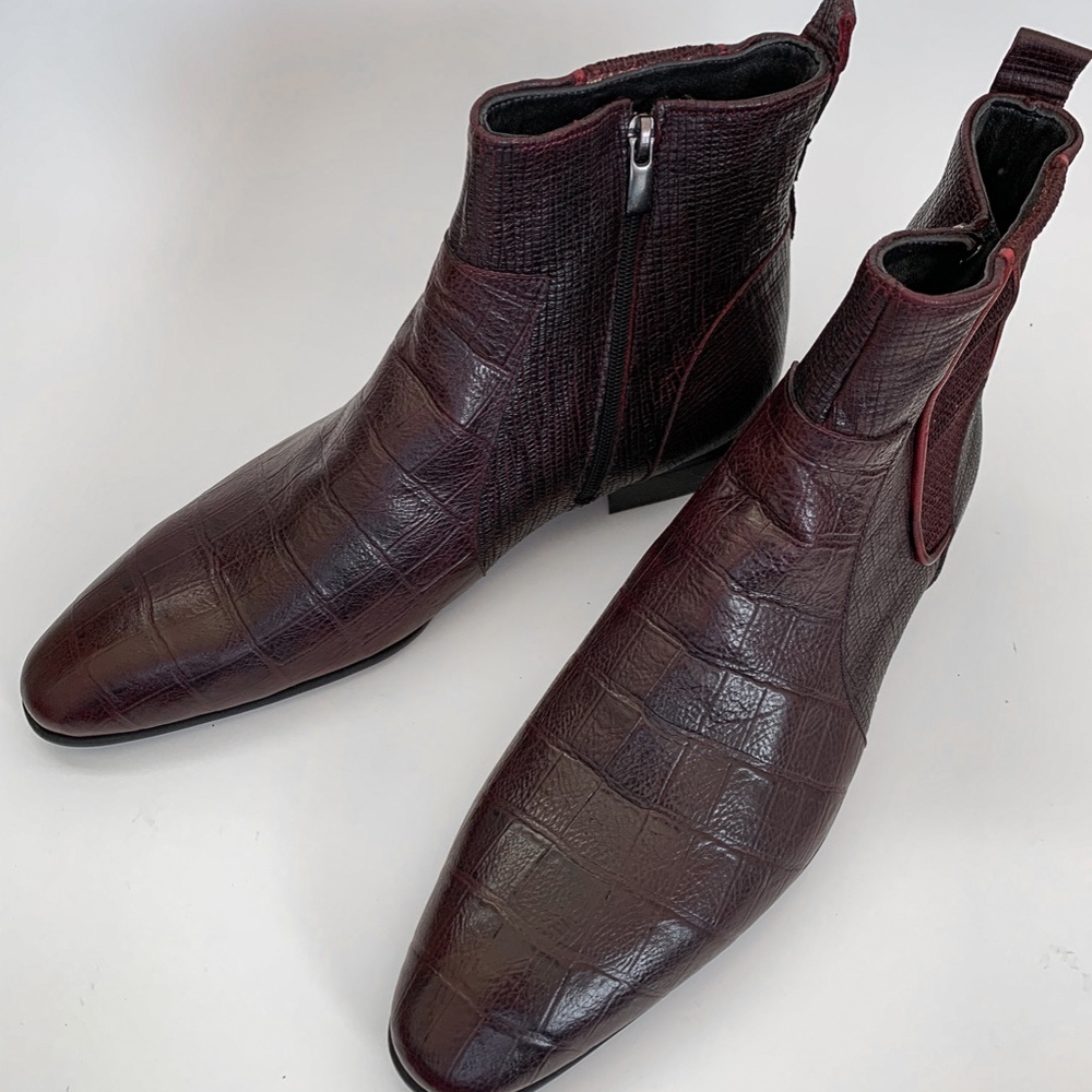 Burgundy Chelsea Leather Boots - Picture 3 of 5